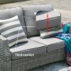 Direct Wicker 5-Piece Wicker Patio Fire Pit Sectional Seating Set with Gray Cushions