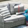 Direct Wicker 5-Piece Wicker Patio Fire Pit Sectional Seating Set with Gray Cushions