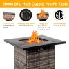 28-Inch Fire Table,50000 BTU Gas Firepit with Volcanic Stone Black