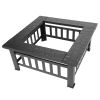 Portable Courtyard Metal Fire Pit with Accessories Black